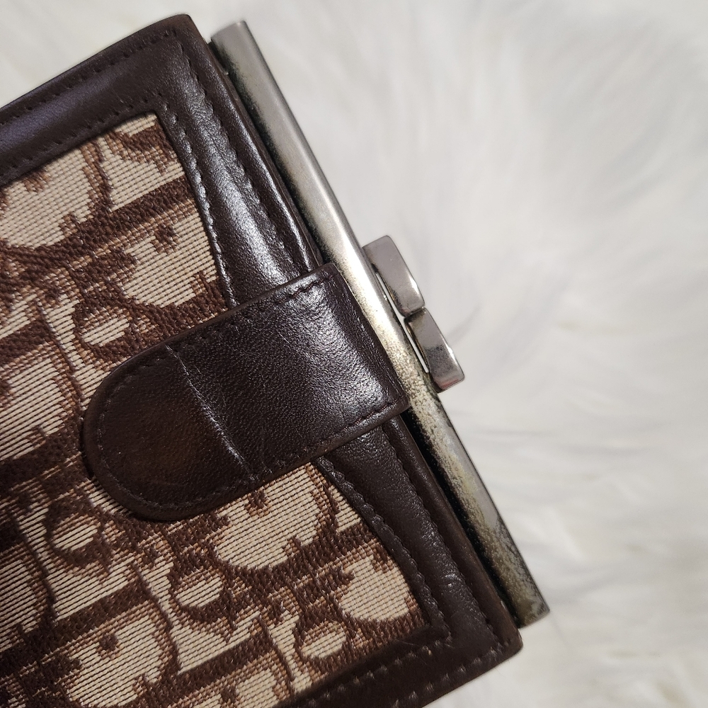 Christian Dior Vintage Trotter Wallet Brown With FLAWS INSIDE - Picture 3 of 15